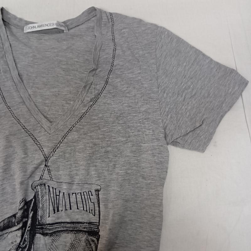ジョンローレンスサリバン JOHN LAWRENCE SULLIVAN Tシャツ 半袖 VネックTシャツ グレー グローブ だまし絵 36 36 プリント 灰 / グレー / gray メンズ USED 古着 中古 50163186