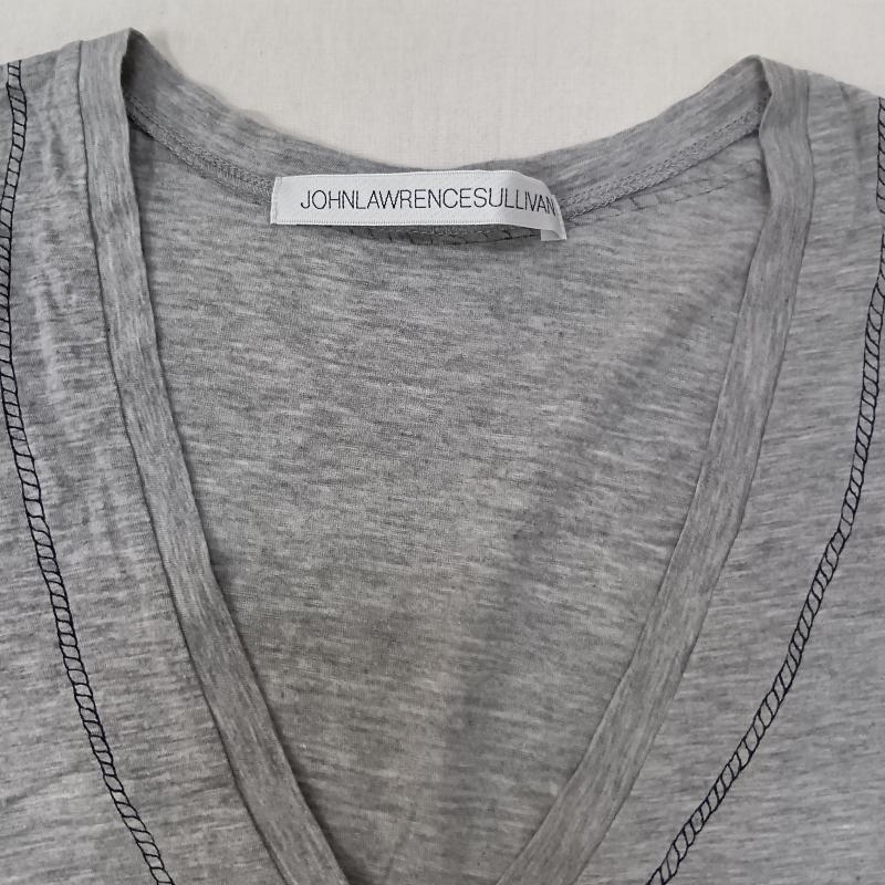 ジョンローレンスサリバン JOHN LAWRENCE SULLIVAN Tシャツ 半袖 VネックTシャツ グレー グローブ だまし絵 36 36 プリント 灰 / グレー / gray メンズ USED 古着 中古 50163186