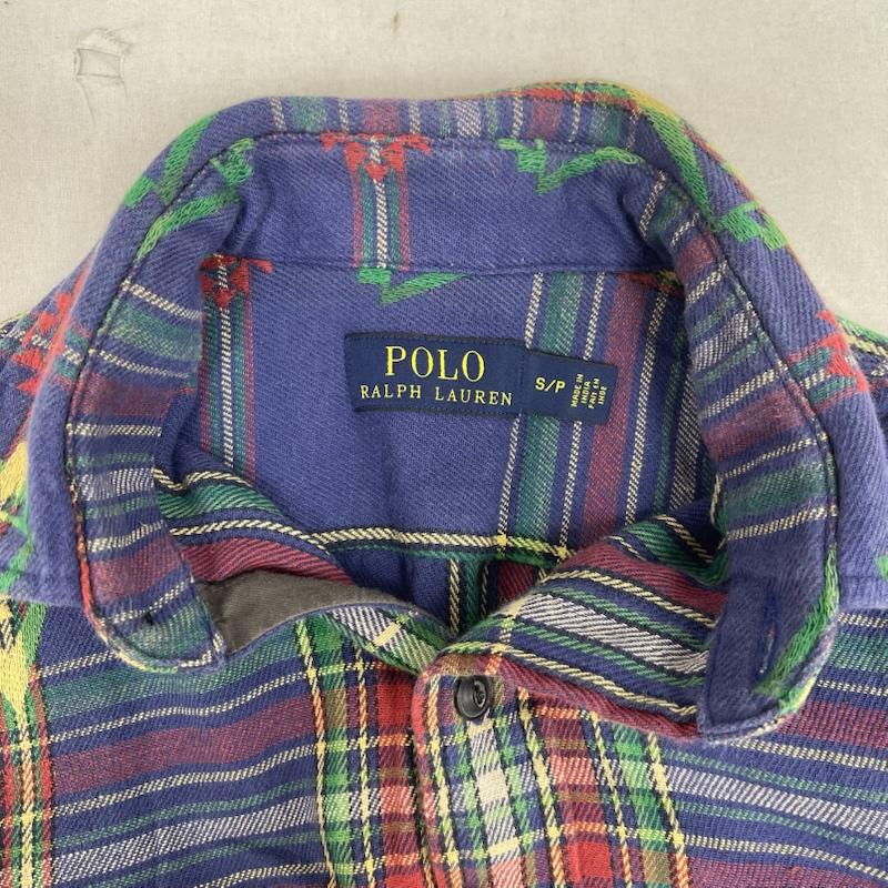 ポロラルフローレン POLO RALPH LAUREN シャツ、ブラウス 長袖 Navajo Heritage Shirt ネイティブ チェック柄 長袖 フランネル シャツ S 紺 / ネイビー / navy メンズ USED 古着 中古 50163197