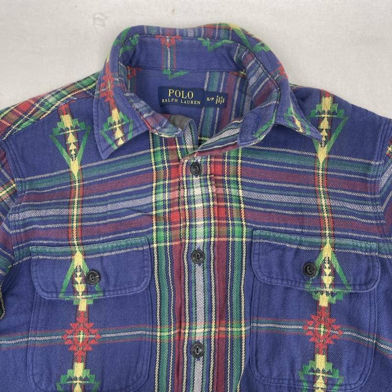 ポロラルフローレン POLO RALPH LAUREN シャツ、ブラウス 長袖 Navajo Heritage Shirt ネイティブ チェック柄 長袖 フランネル シャツ S 紺 / ネイビー / navy メンズ USED 古着 中古 50163197