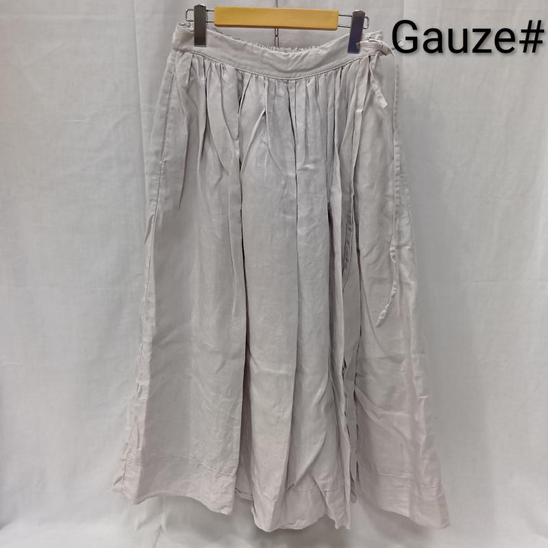 ガーゼ Gauze スカート ロングスカート ギャザー ラップスカート風 リネン100％ made in JAPAN ライトグレー free FREE 無地 灰 / グレー / gray レディース USED 古着 中古 50163198