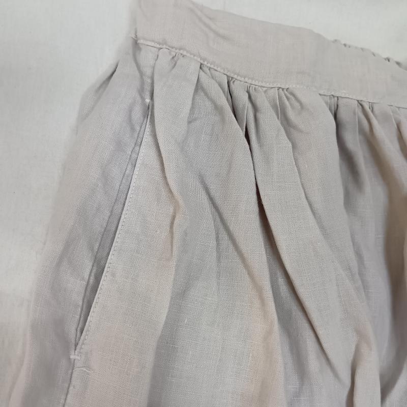 ガーゼ Gauze スカート ロングスカート ギャザー ラップスカート風 リネン100％ made in JAPAN ライトグレー free FREE 無地 灰 / グレー / gray レディース USED 古着 中古 50163198