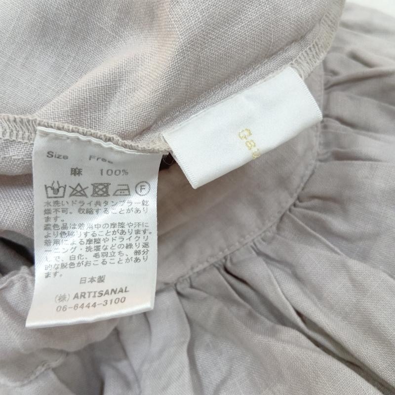 ガーゼ Gauze スカート ロングスカート ギャザー ラップスカート風 リネン100％ made in JAPAN ライトグレー free FREE 無地 灰 / グレー / gray レディース USED 古着 中古 50163198