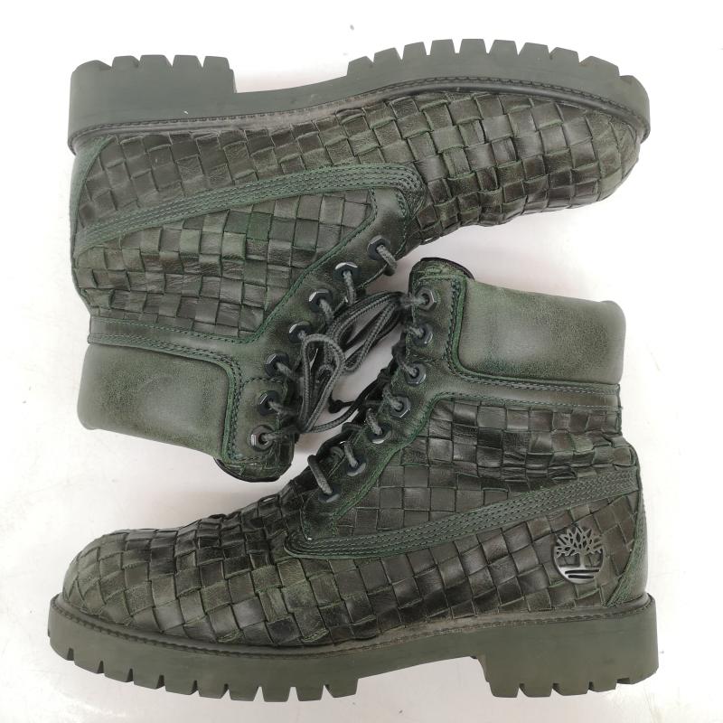 ティンバーランド Timberland ブーツ 一般 6inch premium boots woven 編み込み レースアップ ブーツ 25.0cm 緑 / グリーン / green メンズ USED 古着 中古 50163206