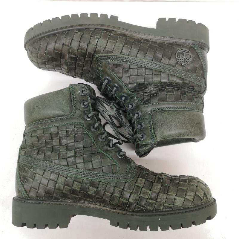 ティンバーランド Timberland ブーツ 一般 6inch premium boots woven 編み込み レースアップ ブーツ 25.0cm 緑 / グリーン / green メンズ USED 古着 中古 50163206