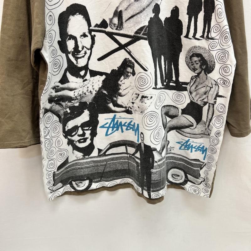 ステューシー STUSSY Tシャツ 七分袖 00s グラフィック フォト Tシャツ ラグラン オールド L 白 / ホワイト / white X 茶 / ブラウン / brown メンズ USED 古着 中古 50163207