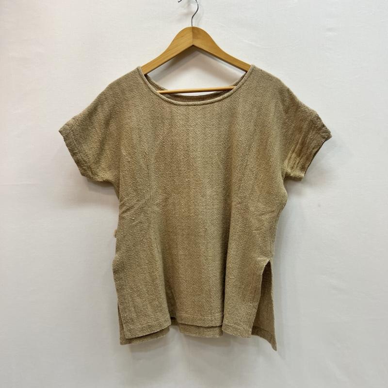 ウサト USAATO カットソー 半袖 手織り 天然草木染め 半袖 スリット カットソー ベージュ / ベージュ / beige レディース USED 古着 中古 50163217