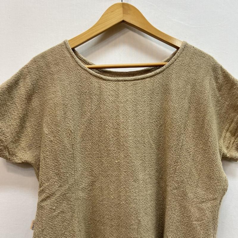 ウサト USAATO カットソー 半袖 手織り 天然草木染め 半袖 スリット カットソー ベージュ / ベージュ / beige レディース USED 古着 中古 50163217