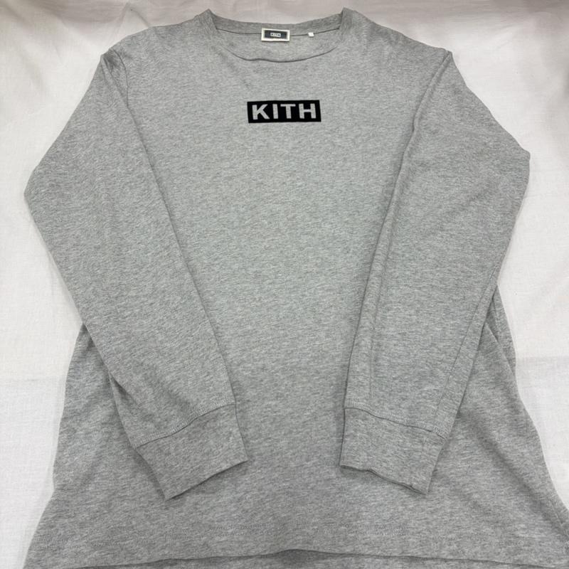 キス KITH Tシャツ 長袖 BOX ロゴ 長袖 Tシャツ ロンT XS ワンポイント X ロゴ、文字 灰 / グレー / gray X 紺 / ネイビー / navy メンズ USED 古着 中古 50163222