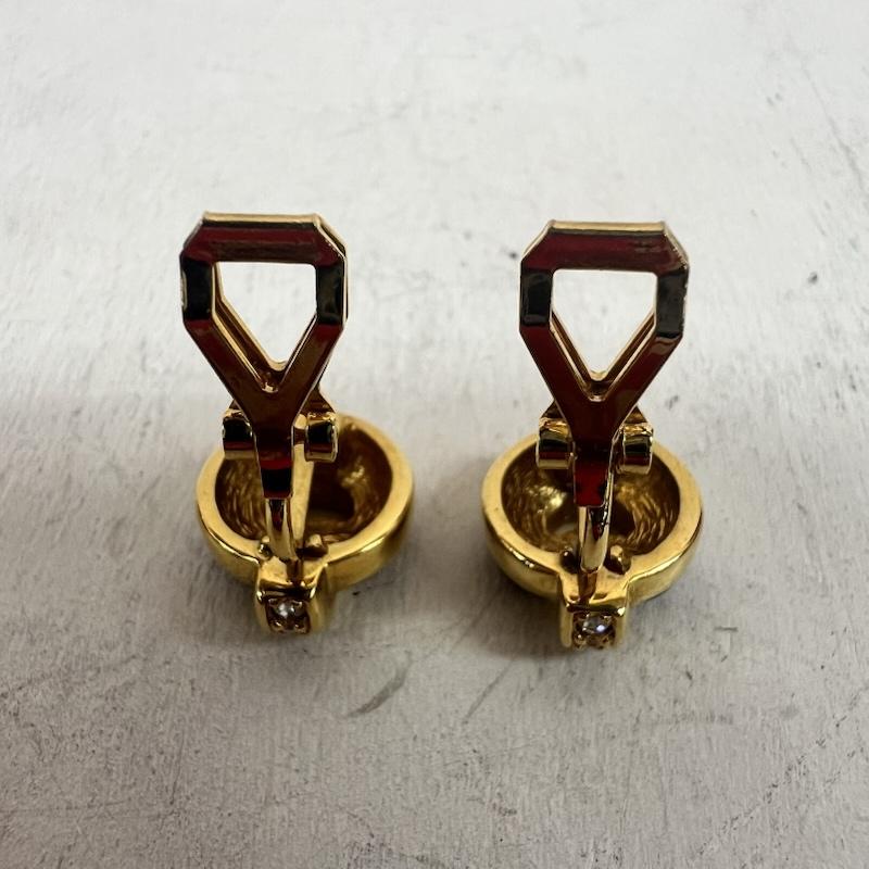 クリスチャンディオール Christian Dior ファッション小物 ファッション小物 ヴィンテージ イヤリング ラインストーン ゴールド金具 - 黒 / ブラック / black X 金 / ゴールド / gold color レディース USED 古着 中古 50163233