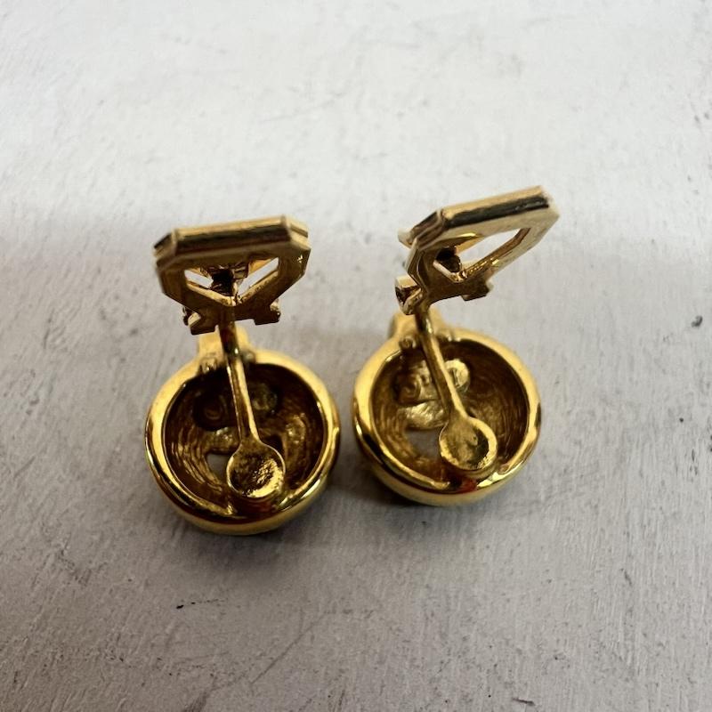 クリスチャンディオール Christian Dior ファッション小物 ファッション小物 ヴィンテージ イヤリング ラインストーン ゴールド金具 - 黒 / ブラック / black X 金 / ゴールド / gold color レディース USED 古着 中古 50163233