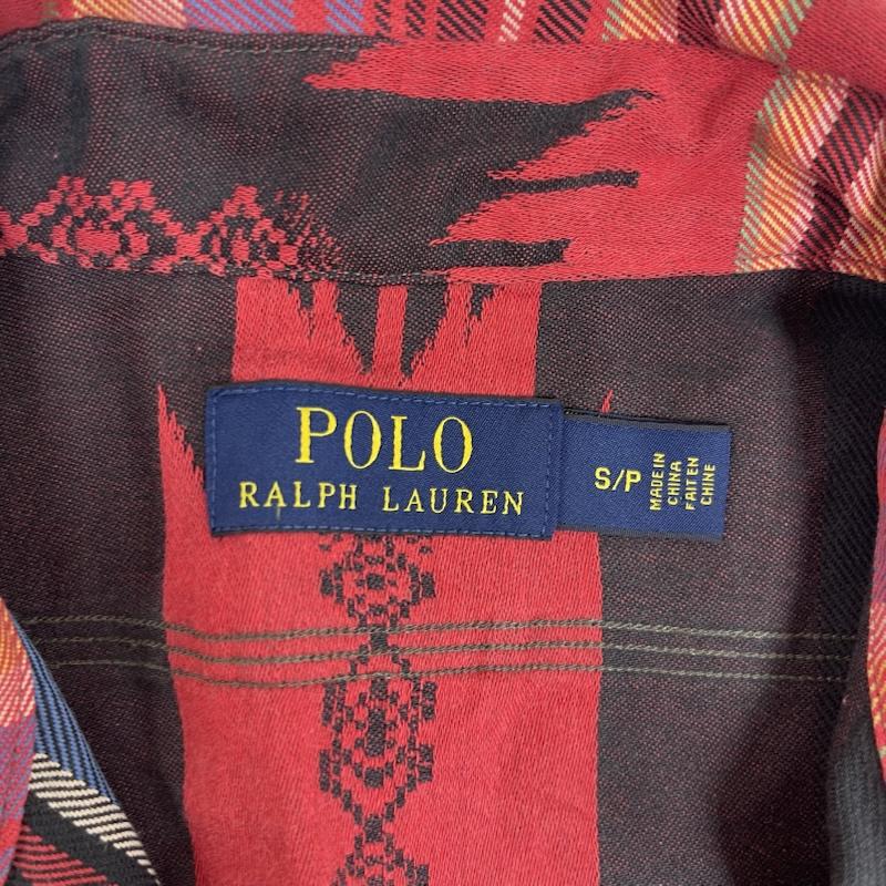 ポロラルフローレン POLO RALPH LAUREN シャツ、ブラウス 長袖 ネイティブ柄 チェック サウスウェスタン柄 長袖 コットン シャツ S 赤 / レッド / red メンズ USED 古着 中古 50163248