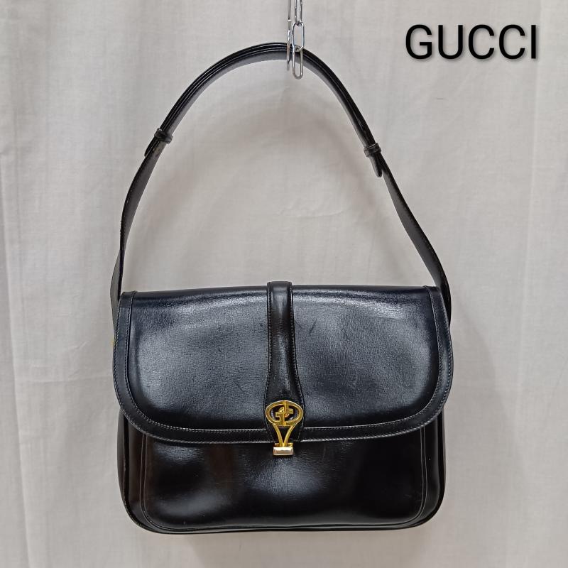 グッチ GUCCI ハンドバッグ ハンドバッグ オールドグッチ GGマーク GG金具 ショルダー 2WAY 406 001 1014 - 無地 黒 / ブラック / black レディース USED 古着 中古 50163251