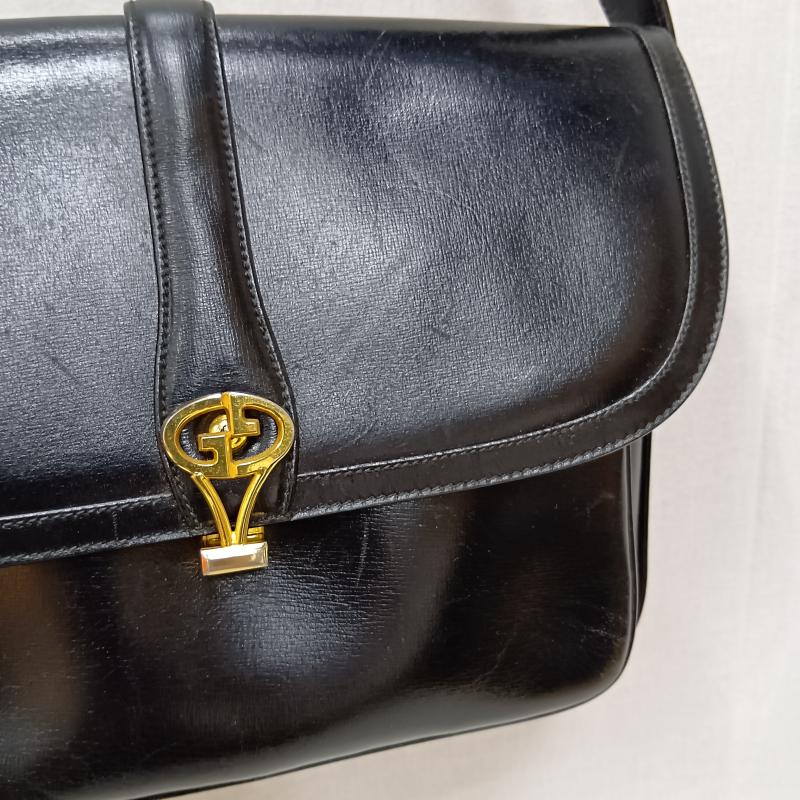 グッチ GUCCI ハンドバッグ ハンドバッグ オールドグッチ GGマーク GG金具 ショルダー 2WAY 406 001 1014 - 無地 黒 / ブラック / black レディース USED 古着 中古 50163251