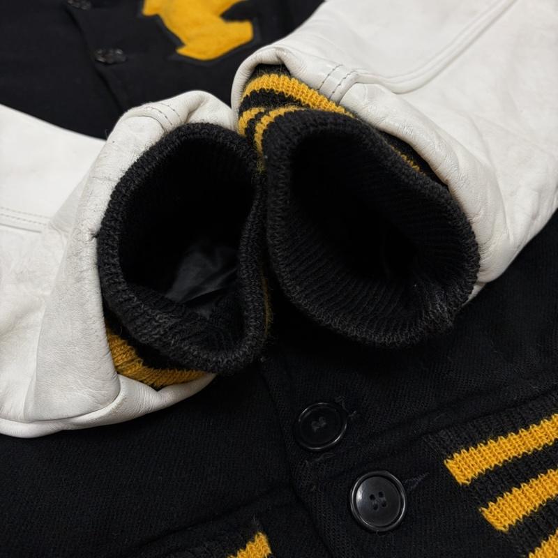ミッチェルアンドネス Mitchell&Ness ジャケット、上着 ジャンパー、ブルゾン 90s 00s vintage ヴィンテージ レザー 袖 スタジャン ワッペン パッチ Cooperstown Collection MLB 44 ロゴ、文字 黒 / ブラック / black X 黄 / イエロー / yellow X 青 / ブルー / blue メンズ USED 古着 中古 50163255
