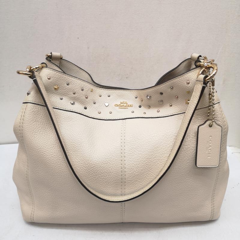 コーチ COACH ショルダーバッグ ショルダーバッグ スターダスト スタッズ ドペブルド レザー 2WAY ショルダーバッグ F22314 白 / ホワイト / white レディース USED 古着 中古 50163263