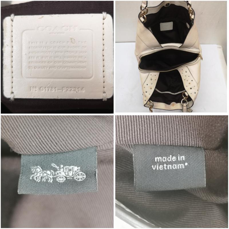 コーチ COACH ショルダーバッグ ショルダーバッグ スターダスト スタッズ ドペブルド レザー 2WAY ショルダーバッグ F22314 白 / ホワイト / white レディース USED 古着 中古 50163263