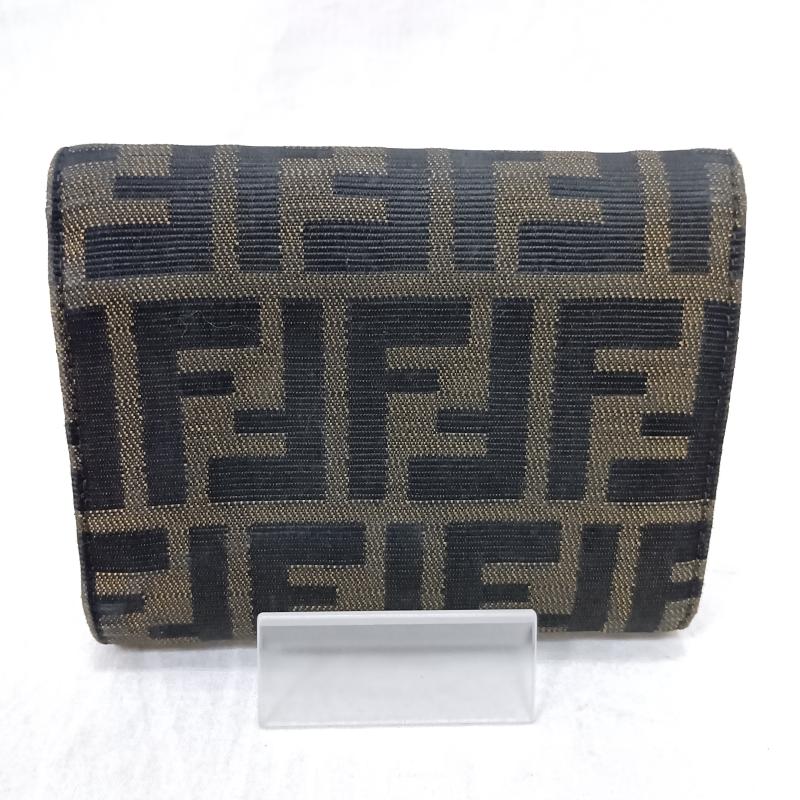 フェンディ FENDI 財布 二つ折り ズッカ柄 FFバックル 2つ折り財布 キャンバス - ロゴ、文字 茶 / ブラウン / brown レディース USED 古着 中古 50163297