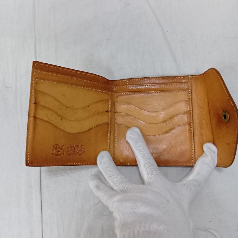 イルビゾンテ IL BISONTE 財布 二つ折り ロゴ型押し レザー二つ折り - 無地 X ロゴ、文字 茶 / ブラウン / brown メンズ USED 古着 中古 50163298
