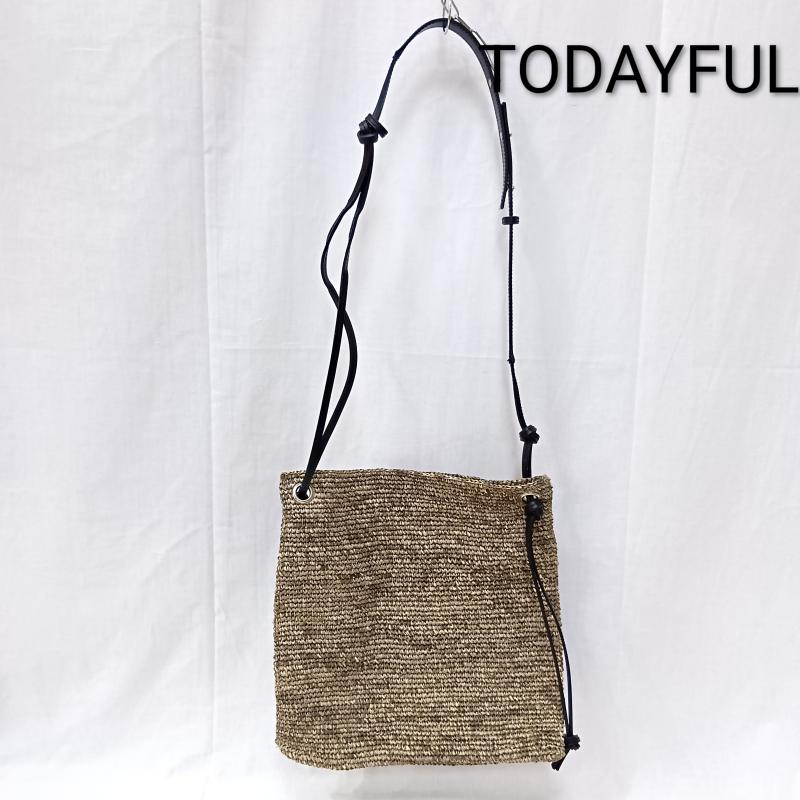 トゥデイフル TODAYFUL ショルダーバッグ ショルダーバッグ raffia shoulder bag ラフィアショルダーバッグ - 無地 黒 / ブラック / black X 茶 / ブラウン / brown レディース USED 古着 中古 50163302