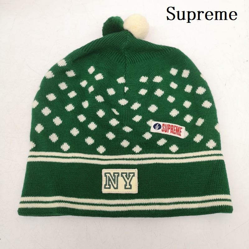 シュプリーム Supreme 帽子 ニット帽 90s メリノウール ビーニー ニットキャップ - 緑 / グリーン / green メンズ USED 古着 中古 50163305