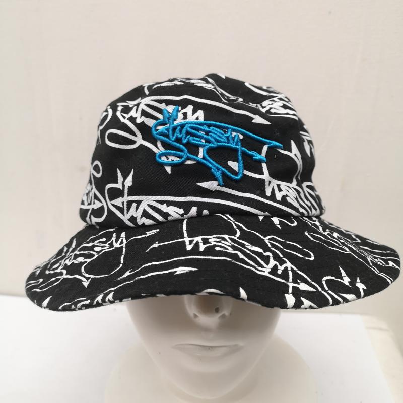 ステューシー STUSSY 帽子 ハット FUTURA DESTINY SCRIPT BUCKET デスティニー スクリプト バケット ハット - 白 / ホワイト / white X 黒 / ブラック / black メンズ USED 古着 中古 50163307
