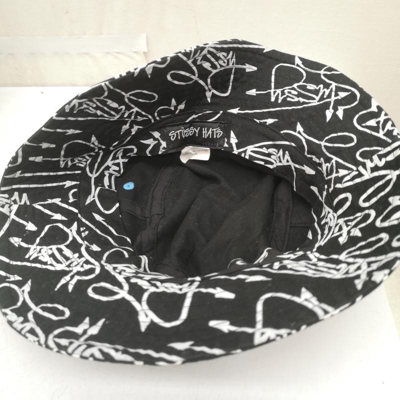 ステューシー STUSSY 帽子 ハット FUTURA DESTINY SCRIPT BUCKET デスティニー スクリプト バケット ハット - 白 / ホワイト / white X 黒 / ブラック / black メンズ USED 古着 中古 50163307