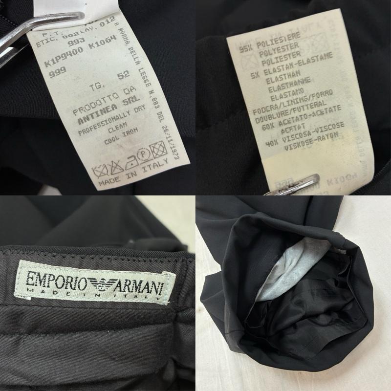 エンポリオアルマーニ EMPORIO ARMANI スーツ スーツ ストレッチ ナイロン 中綿 比翼 スナップ ジャケット ワイド パンツ セットアップ イタリア製 52 メンズ USED 古着 中古 50163331