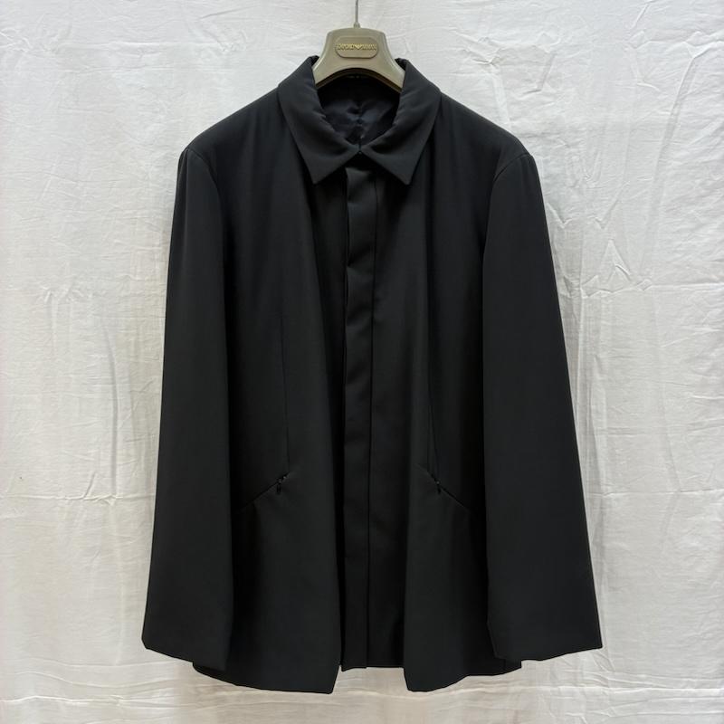 エンポリオアルマーニ EMPORIO ARMANI スーツ スーツ ストレッチ ナイロン 中綿 比翼 スナップ ジャケット ワイド パンツ セットアップ イタリア製 52 メンズ USED 古着 中古 50163331