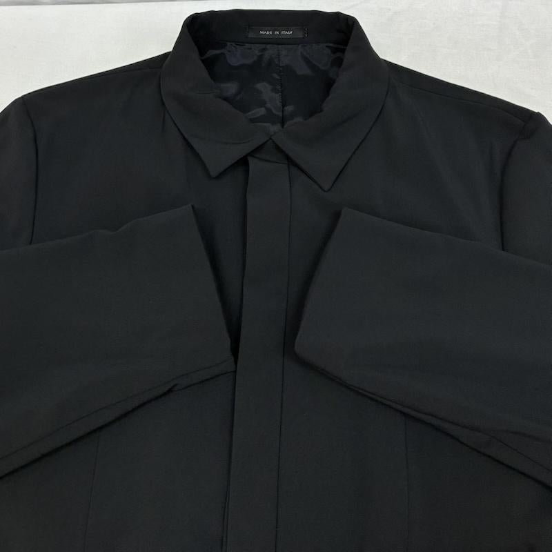エンポリオアルマーニ EMPORIO ARMANI スーツ スーツ ストレッチ ナイロン 中綿 比翼 スナップ ジャケット ワイド パンツ セットアップ イタリア製 52 メンズ USED 古着 中古 50163331