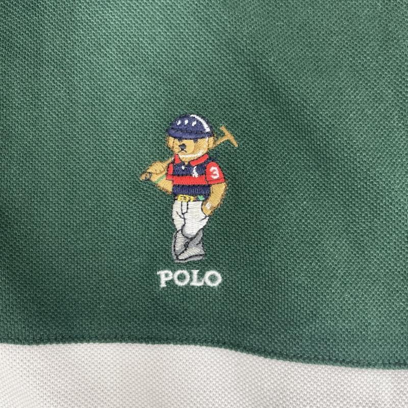 ポロラルフローレン POLO RALPH LAUREN ポロシャツ 半袖 ポロベア 刺繍 ボーダー柄 ストライプ ポロシャツ 子供服 150cm 緑 / グリーン / green ボーイズ USED 古着 中古 50163334