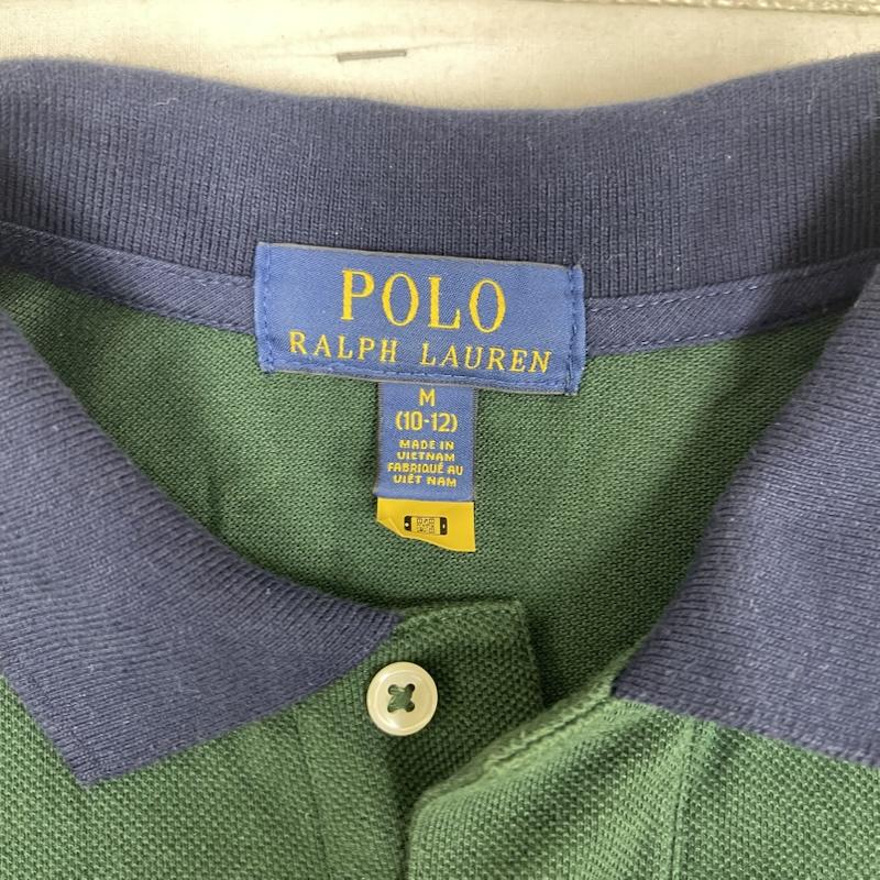 ポロラルフローレン POLO RALPH LAUREN ポロシャツ 半袖 ポロベア 刺繍 ボーダー柄 ストライプ ポロシャツ 子供服 150cm 緑 / グリーン / green ボーイズ USED 古着 中古 50163334
