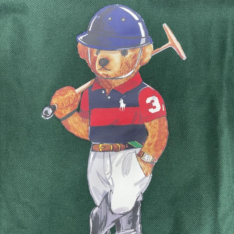 ポロラルフローレン POLO RALPH LAUREN ポロシャツ 半袖 ポロベア 刺繍 ボーダー柄 ストライプ ポロシャツ 子供服 150cm 緑 / グリーン / green ボーイズ USED 古着 中古 50163334