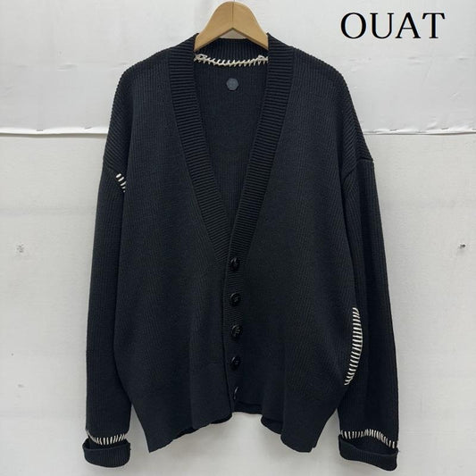 古着 USED カーディガン 長袖 OUAT ステッチ デザイン ニット カーディガン 0007026CD-1 2 黒 / ブラック / black メンズ USED 古着 中古 50163339