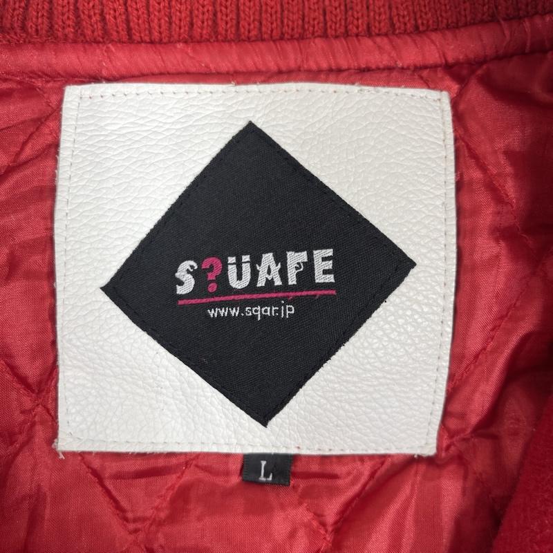 スクエア SQUARE ジャケット、上着 ジャンパー、ブルゾン ロゴ 刺繍 袖レザー ウール スタジャン ジャケット アウター L 赤 / レッド / red メンズ USED 古着 中古 50163340