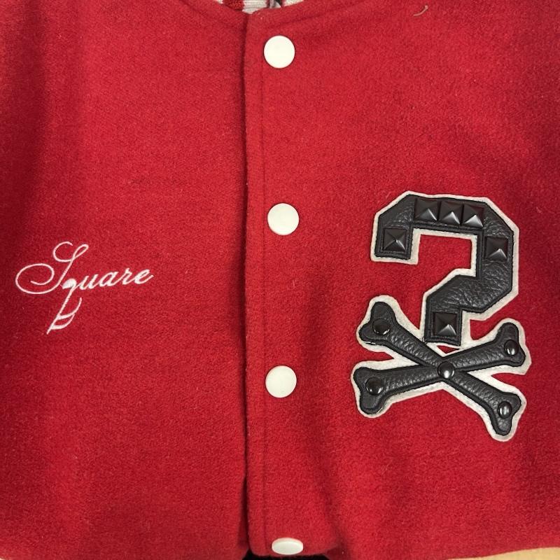 スクエア SQUARE ジャケット、上着 ジャンパー、ブルゾン ロゴ 刺繍 袖レザー ウール スタジャン ジャケット アウター L 赤 / レッド / red メンズ USED 古着 中古 50163340