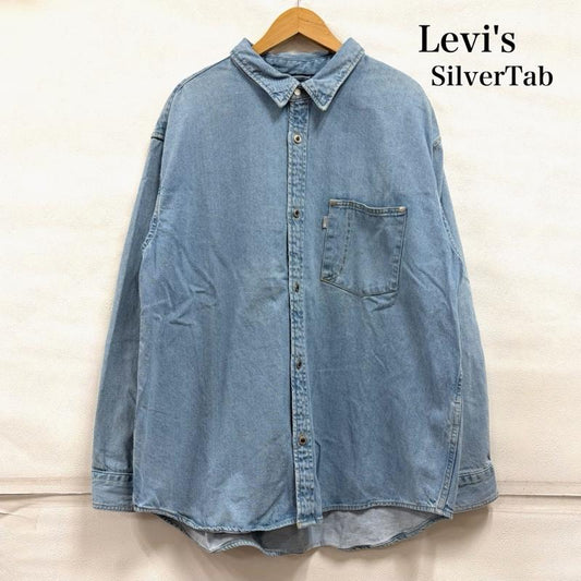リーバイス Levi s シャツ、ブラウス 長袖 SilverTab シルバータブ 長袖 デニム シャツ オーバーサイズ L 無地 水色 / ライトブルー / メンズ USED 古着 中古 50163348