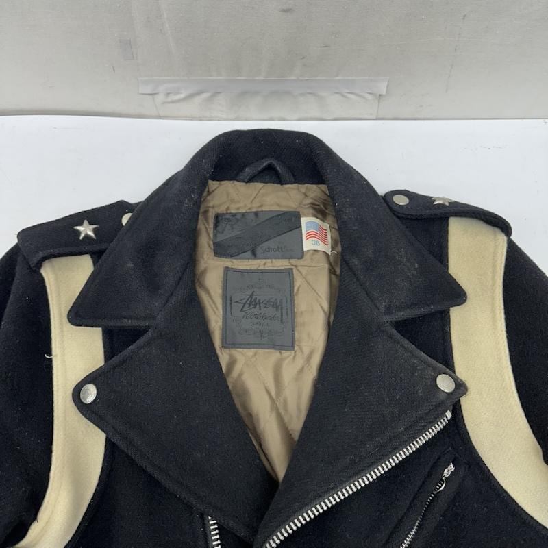 ステューシー STUSSY ジャケット、上着 ジャンパー、ブルゾン schott ワンスター ウール ライダース ジャケット 36 黒 / ブラック / black メンズ USED 古着 中古 50163349
