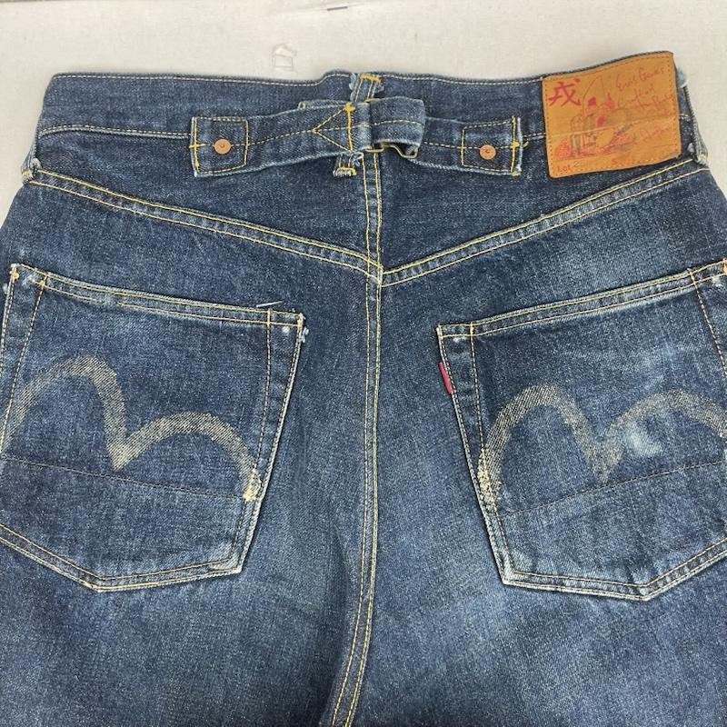 エヴィス EVISU パンツ ショートパンツ 初期 NO2 鯛釣りカモメマーク シンチバック 2504XX ボタンフライ デニム ショーツ 32インチ インディゴ / インディゴ / Indigo メンズ USED 古着 中古 50163352