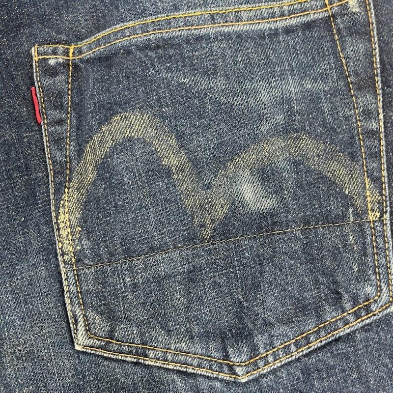 エヴィス EVISU パンツ ショートパンツ 初期 NO2 鯛釣りカモメマーク シンチバック 2504XX ボタンフライ デニム ショーツ 32インチ インディゴ / インディゴ / Indigo メンズ USED 古着 中古 50163352