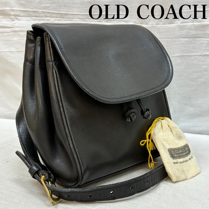 コーチ COACH ショルダーバッグ ショルダーバッグ オールド 90s USA製 6588-003 グラブタン レザー 巾着 フラップ ショルダー バッグ 斜め掛け クロスボディ - レディース USED 古着 中古 50163354