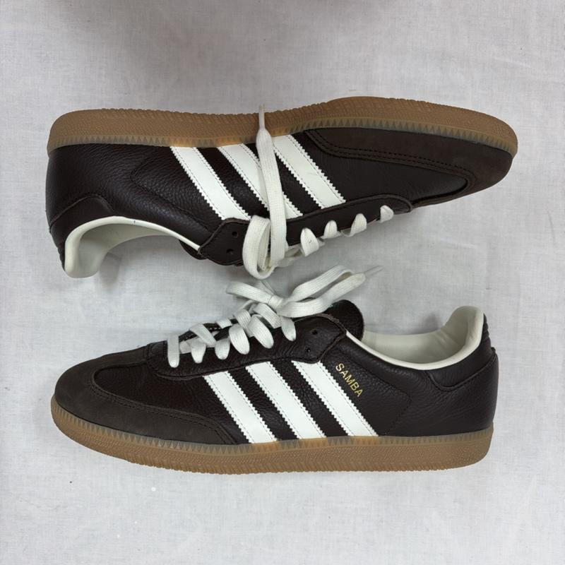 アディダス adidas スニーカー スニーカー SAMBA サンバ OG JR0891 ローカット スニーカー レザー ガムソール 27.5cm ロゴ、文字 茶 / ブラウン / brown X 白 / ホワイト / white メンズ USED 古着 中古 50163355