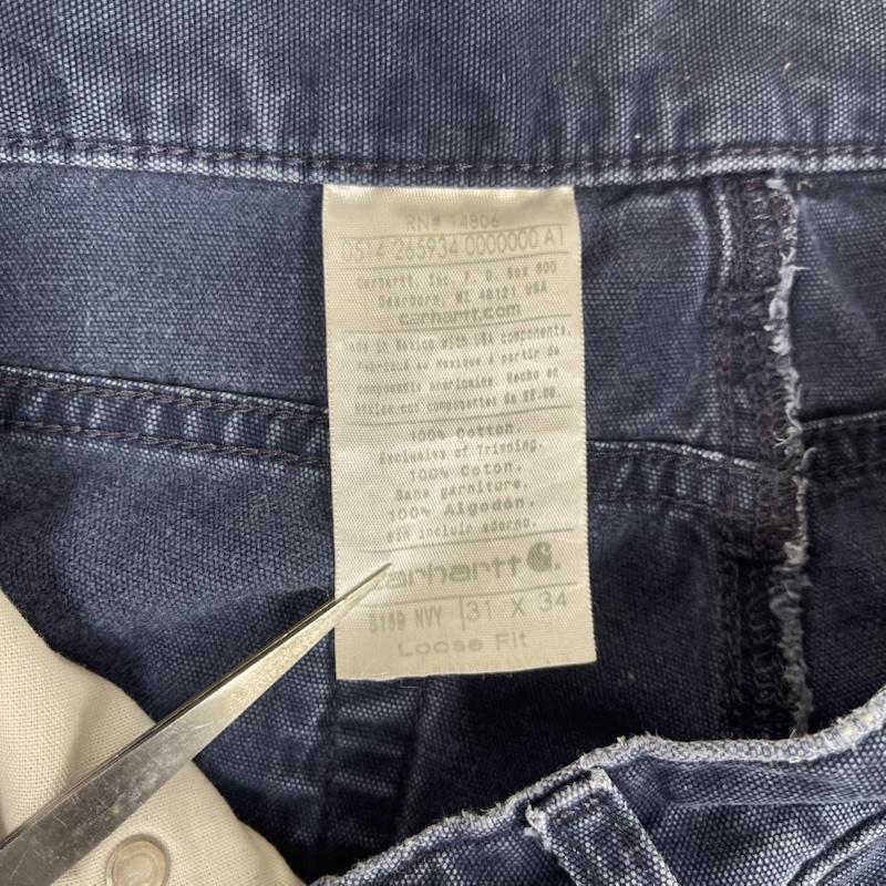 カーハート Carhartt パンツ ワークパンツ、ペインターパンツ ルーズフィット ロゴパッチ キャンバスカー ペンター パンツ 31インチ インディゴ / インディゴ / Indigo メンズ USED 古着 中古 50163356