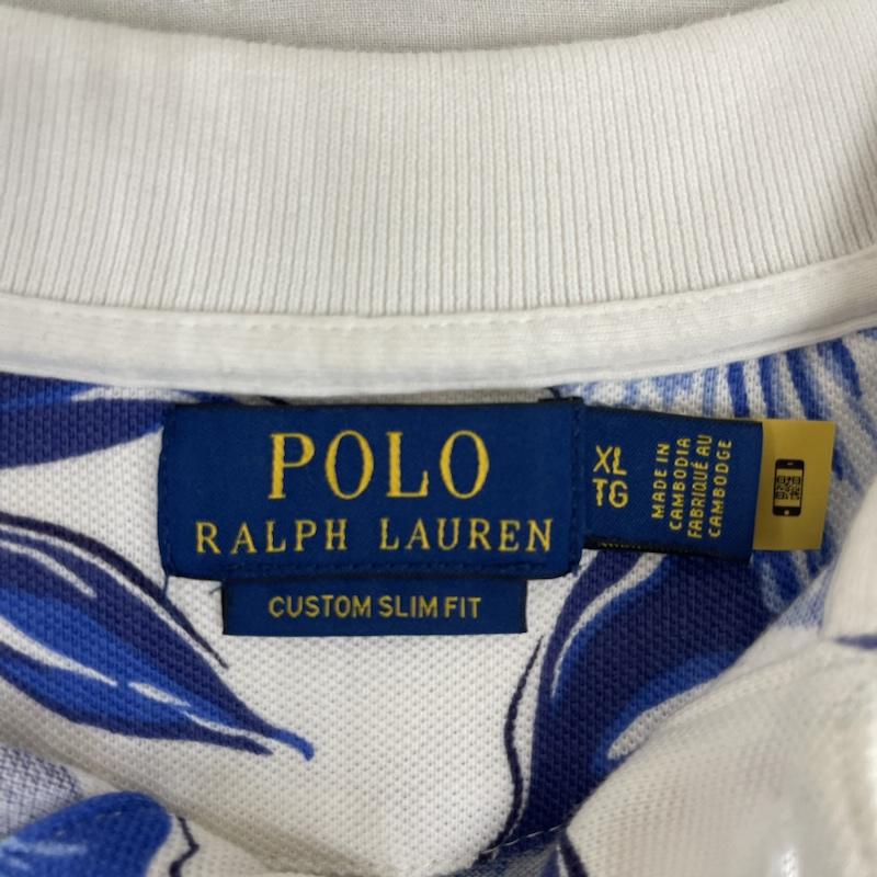 ポロラルフローレン POLO RALPH LAUREN ポロシャツ 半袖 ポニー刺繍 フローラル ハイビスカス柄 カスタム スリム フィット ポロシャツ XL 白 / ホワイト / white メンズ USED 古着 中古 50163362