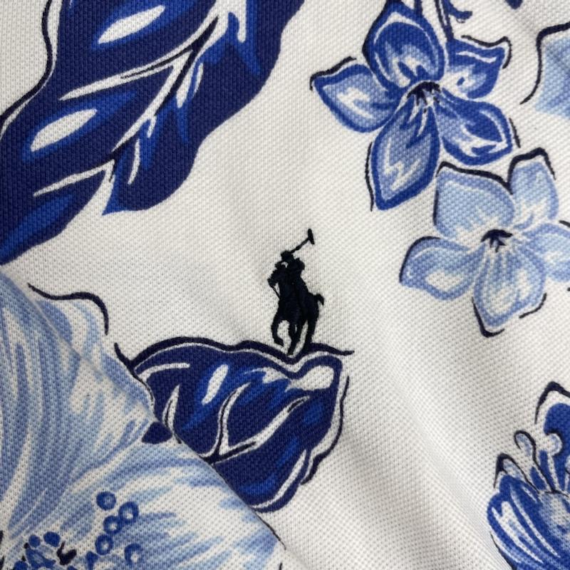 ポロラルフローレン POLO RALPH LAUREN ポロシャツ 半袖 ポニー刺繍 フローラル ハイビスカス柄 カスタム スリム フィット ポロシャツ XL 白 / ホワイト / white メンズ USED 古着 中古 50163362