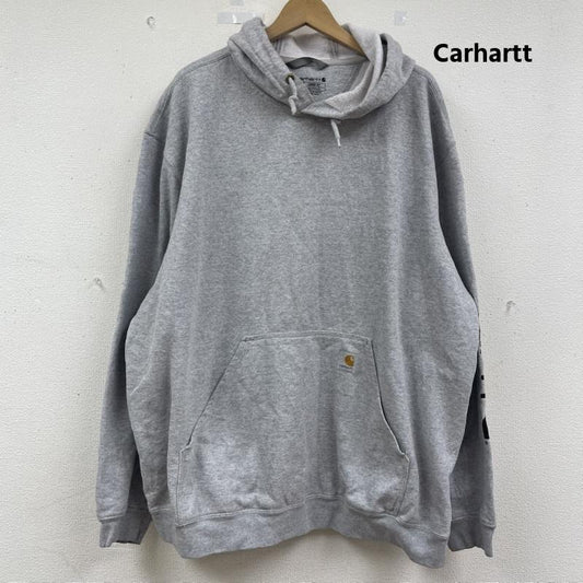 カーハート Carhartt パーカー 長袖 ルーズ フィット ミッドウェイト ロゴ スリーブ グラフィック パーカー ts0288-m XXL 灰 / グレー / gray メンズ USED 古着 中古 50163363