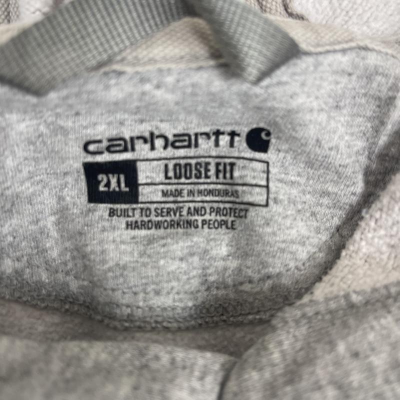 カーハート Carhartt パーカー 長袖 ルーズ フィット ミッドウェイト ロゴ スリーブ グラフィック パーカー ts0288-m XXL 灰 / グレー / gray メンズ USED 古着 中古 50163363