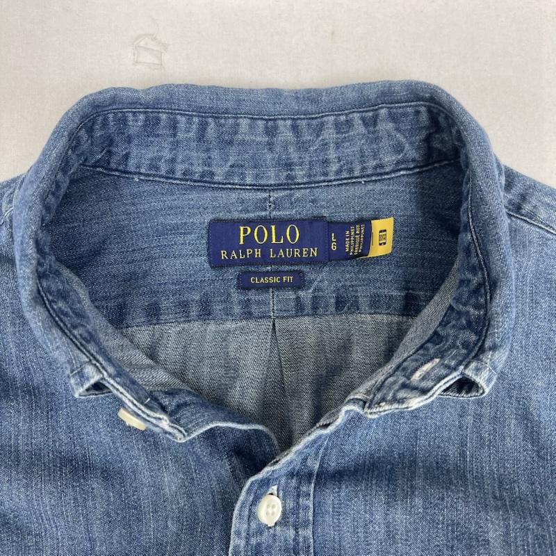 ポロラルフローレン POLO RALPH LAUREN シャツ、ブラウス 長袖 ポニー刺繍 クラシック フィット カジュアル デニム シャツ L インディゴ / インディゴ / Indigo メンズ USED 古着 中古 50163375