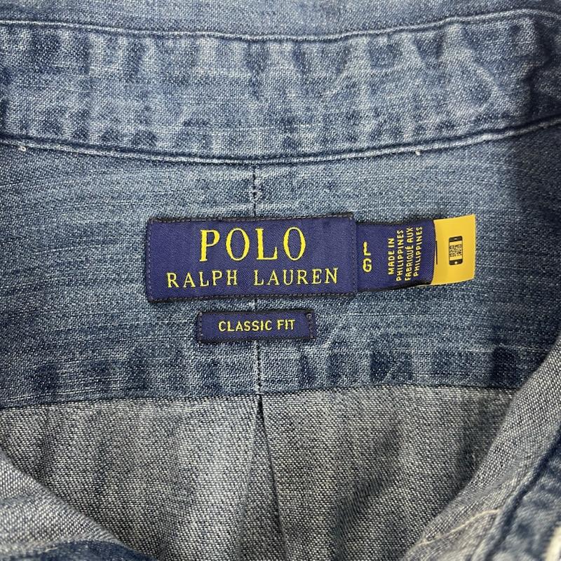 ポロラルフローレン POLO RALPH LAUREN シャツ、ブラウス 長袖 ポニー刺繍 クラシック フィット カジュアル デニム シャツ L インディゴ / インディゴ / Indigo メンズ USED 古着 中古 50163375