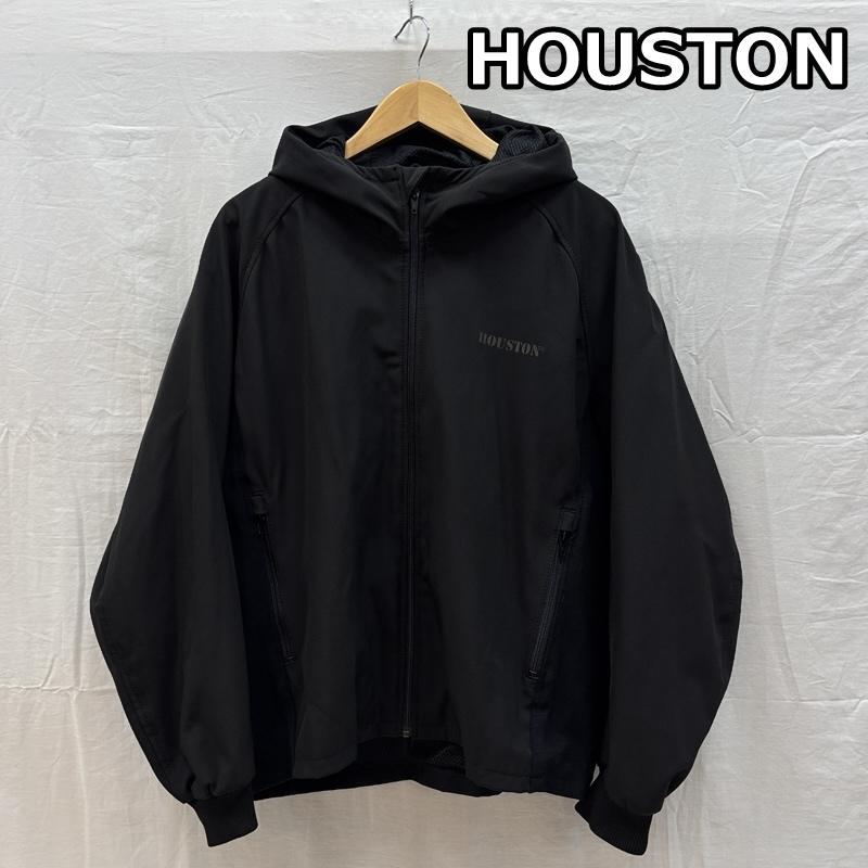 ヒューストン HOUSTON ジャケット、上着 ジャンパー、ブルゾン ロゴ プリント フード ジャケット サイドリブ ラグランスリーブ メッシュライナー XL 黒 / ブラック / black メンズ USED 古着 中古 50163376